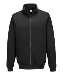 Portwest AS25 Anti-Static ESD Zip Sweatshirt in Black