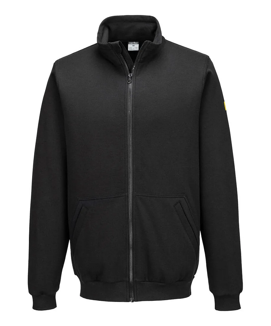 Portwest AS25 Anti-Static ESD Zip Sweatshirt in Black