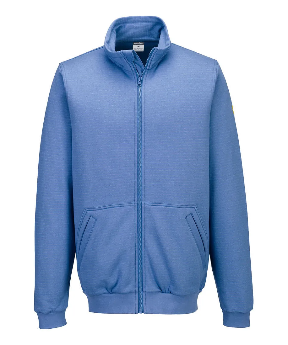 Portwest AS25 Anti-Static ESD Zip Sweatshirt in Hamilton Blue