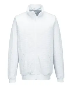 Portwest AS25 Anti-Static ESD Zip Sweatshirt in White