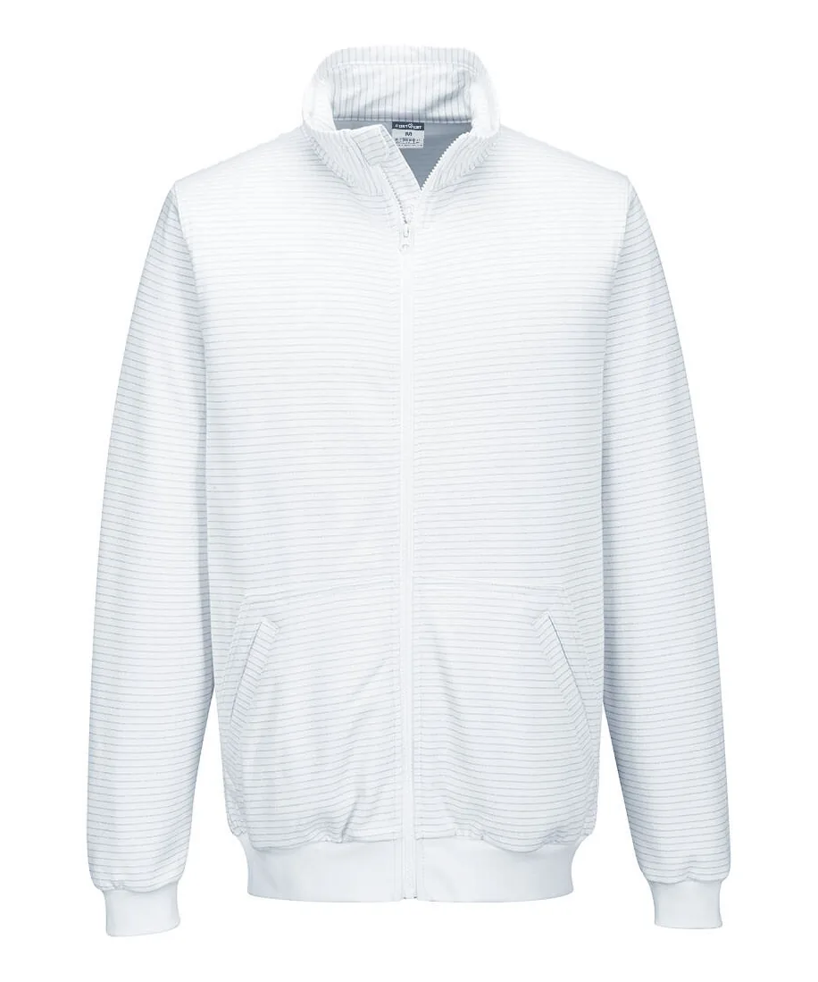 Portwest AS25 Anti-Static ESD Zip Sweatshirt in White