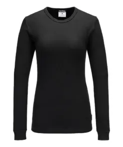 Portwest B126 Women's Thermal T-Shirt Long Sleeve in Black