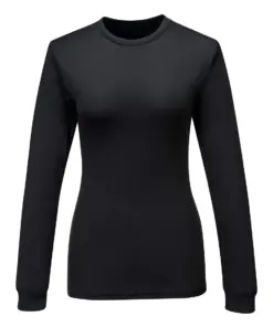 Portwest B136 Women's Baselayer Top Long Sleeve in Black