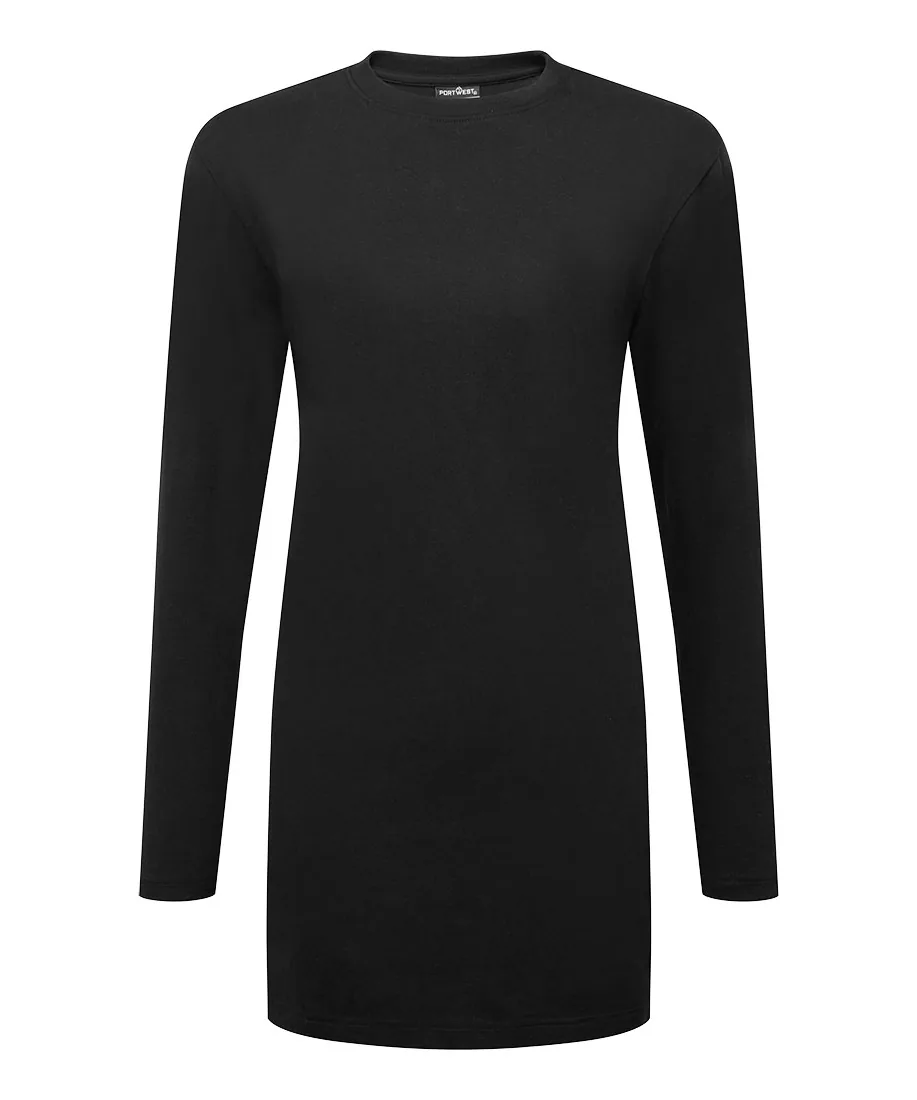 Portwest B194 Women's Cotton Modesty T-Shirt Long Sleeve in Black
