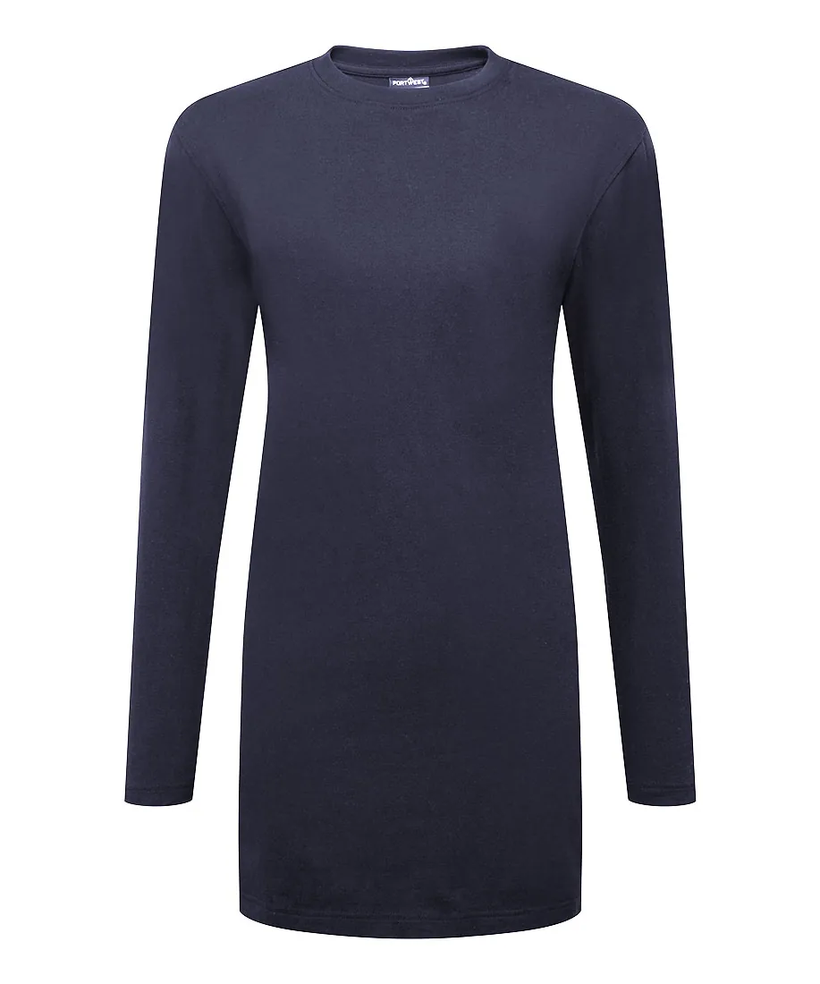 Portwest B194 Women's Cotton Modesty T-Shirt Long Sleeve in Navy