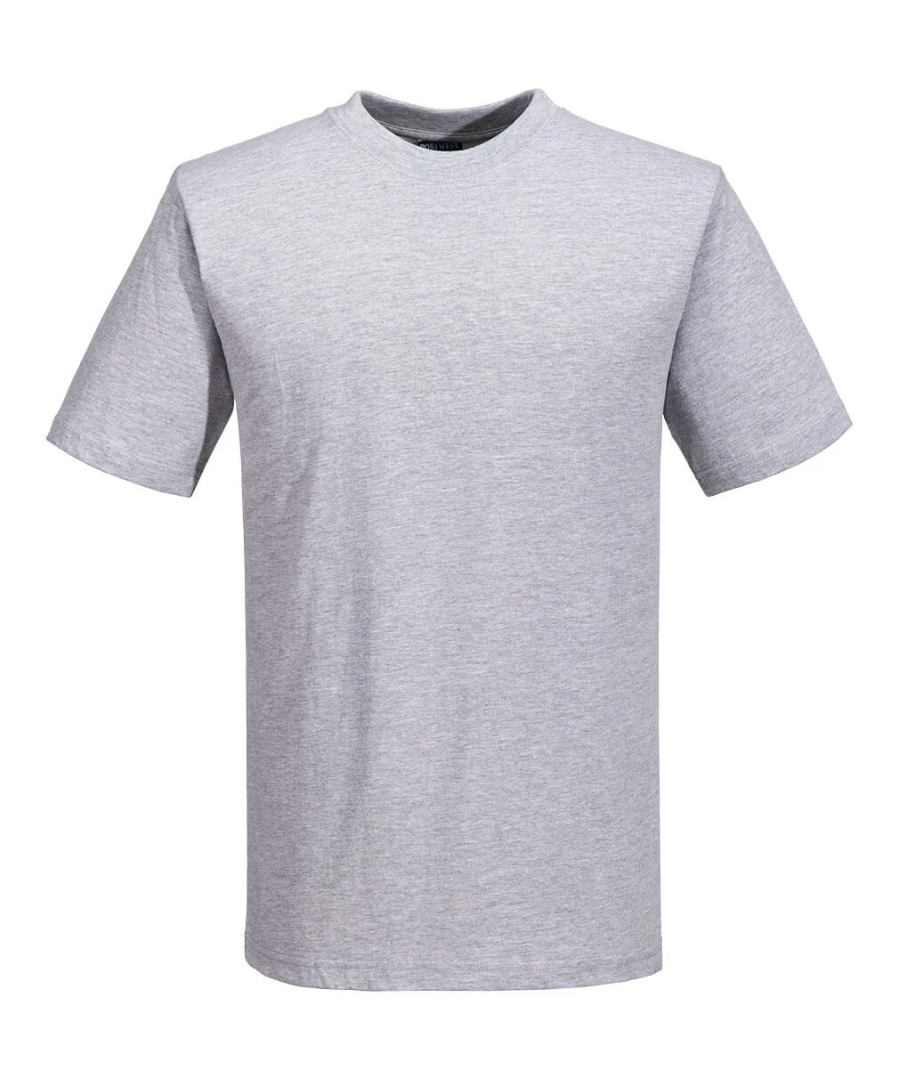 Portwest B195 Turin Cotton T-Shirt Short Sleeve in Heather Grey