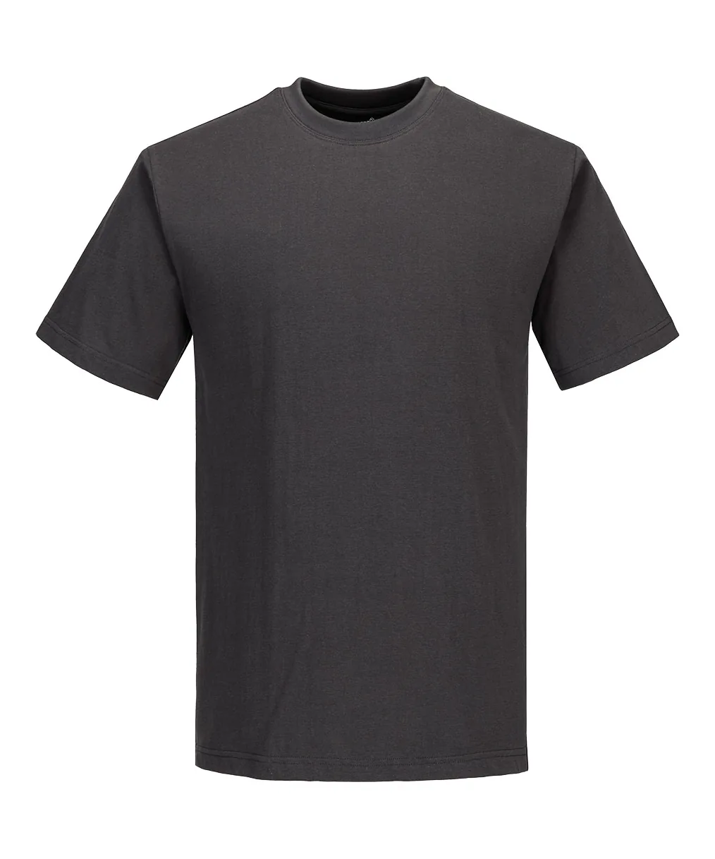 Portwest B195 Turin Cotton T-Shirt Short Sleeve in Metal Grey