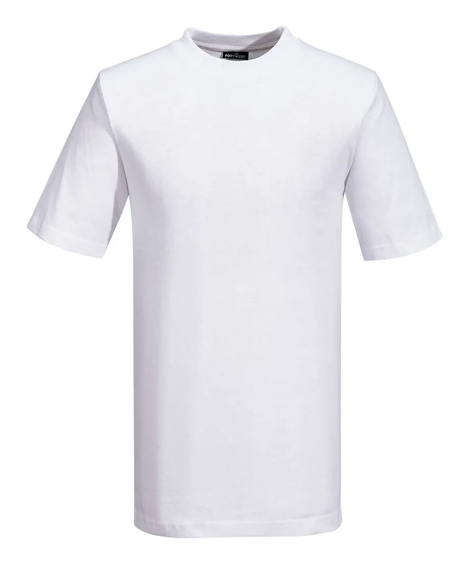 Portwest B195 Turin Cotton T-Shirt Short Sleeve in White
