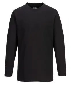 Portwest B196 Cotton T-Shirt Long Sleeve in Black