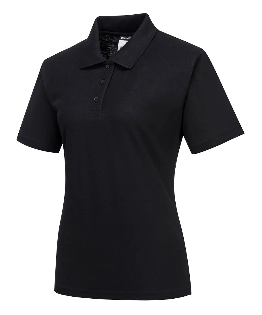 Portwest B209 Naples Women's Polo Shirt Short Sleeve in Black