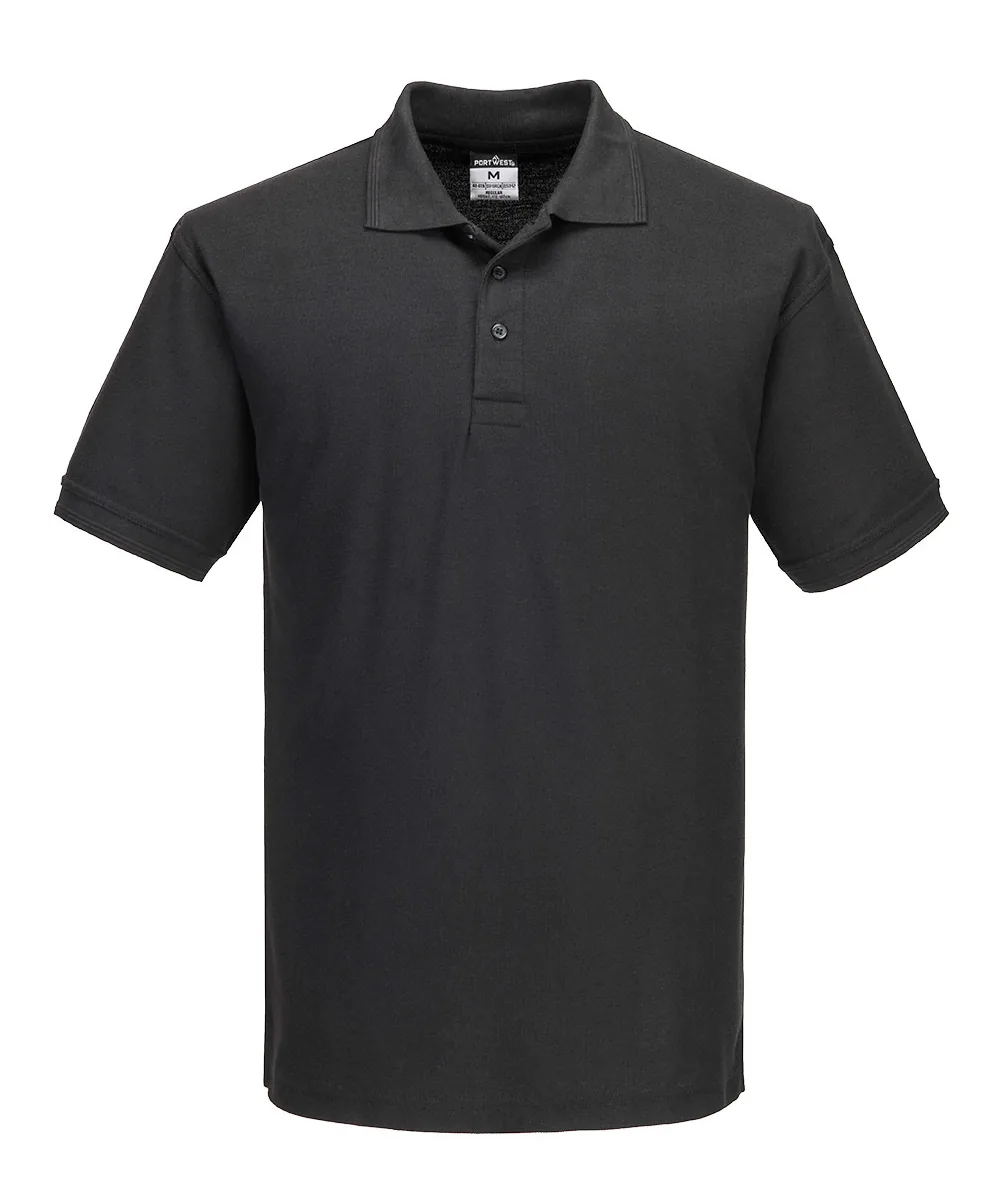 Portwest B210 Naples Polo Shirt Short Sleeve in Black
