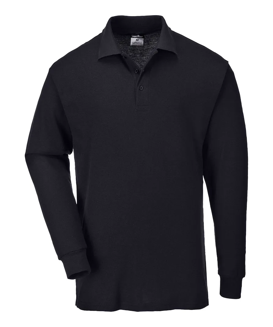 Portwest B212 Genoa Polo Shirt Long Sleeve in Black