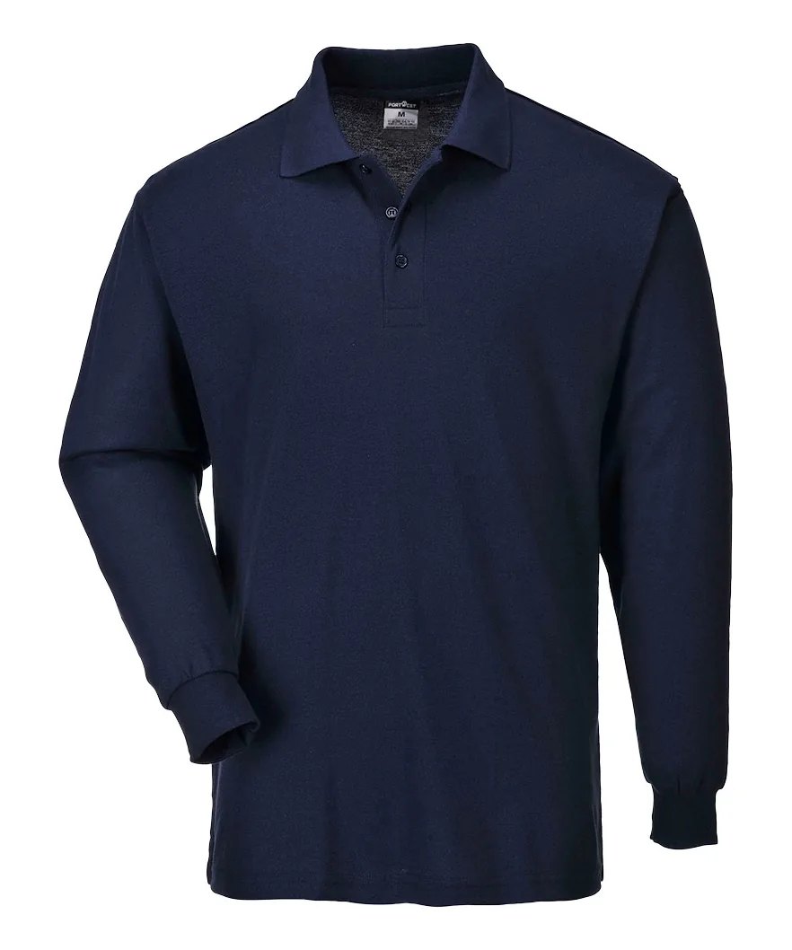 Portwest B212 Genoa Polo Shirt Long Sleeve in Navy