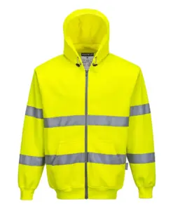 Portwest B305 Hi-Vis Zipped Hoodie in Yellow