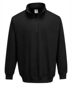 Portwest B309 Sorrento 1/4 Zip Neck Sweatshirt in Black