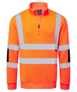Portwest B314 Hi-Vis Knitted Half Zip Sweatshirt in Orange
