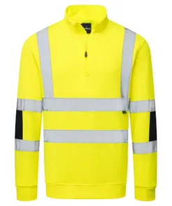 Portwest B314 Hi-Vis Knitted Half Zip Sweatshirt in Yellow