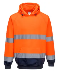 Portwest B316 Hi-Vis Contrast Hoodie in Orange/Navy