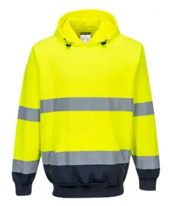 Portwest B316 Hi-Vis Contrast Hoodie in Yellow/Navy