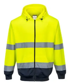 Portwest B317 Hi-Vis Contrast Zipped Hoodie in Yellow/Navy