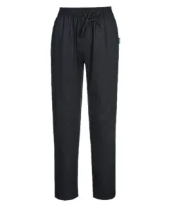 Portwest C076 Chef's Cotton Mesh Air Pro Stretch Trousers in Black