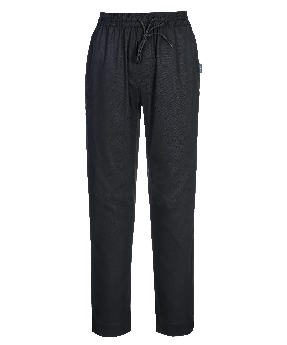 Portwest C076 Chef's Cotton Mesh Air Pro Stretch Trousers in Black