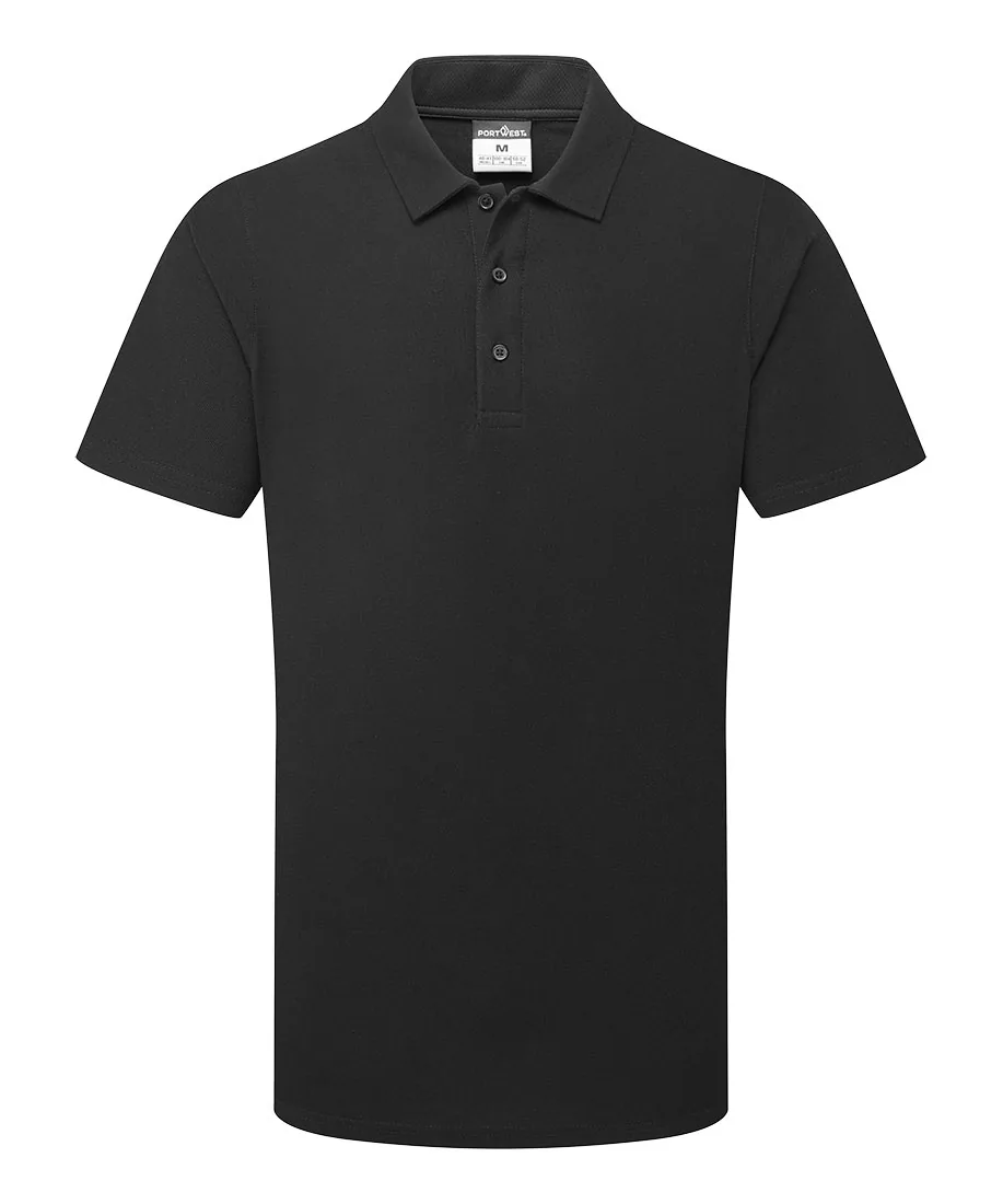 Portwest C211 Mesh Air Pro Polo Shirt Short Sleeve in Black