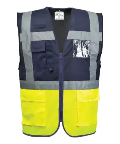 Portwest C276 Paris Hi-Vis Contrast Executive Vest in Yellow/Navy