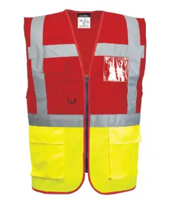 Portwest C276 Paris Hi-Vis Contrast Executive Vest in Yellow/Red