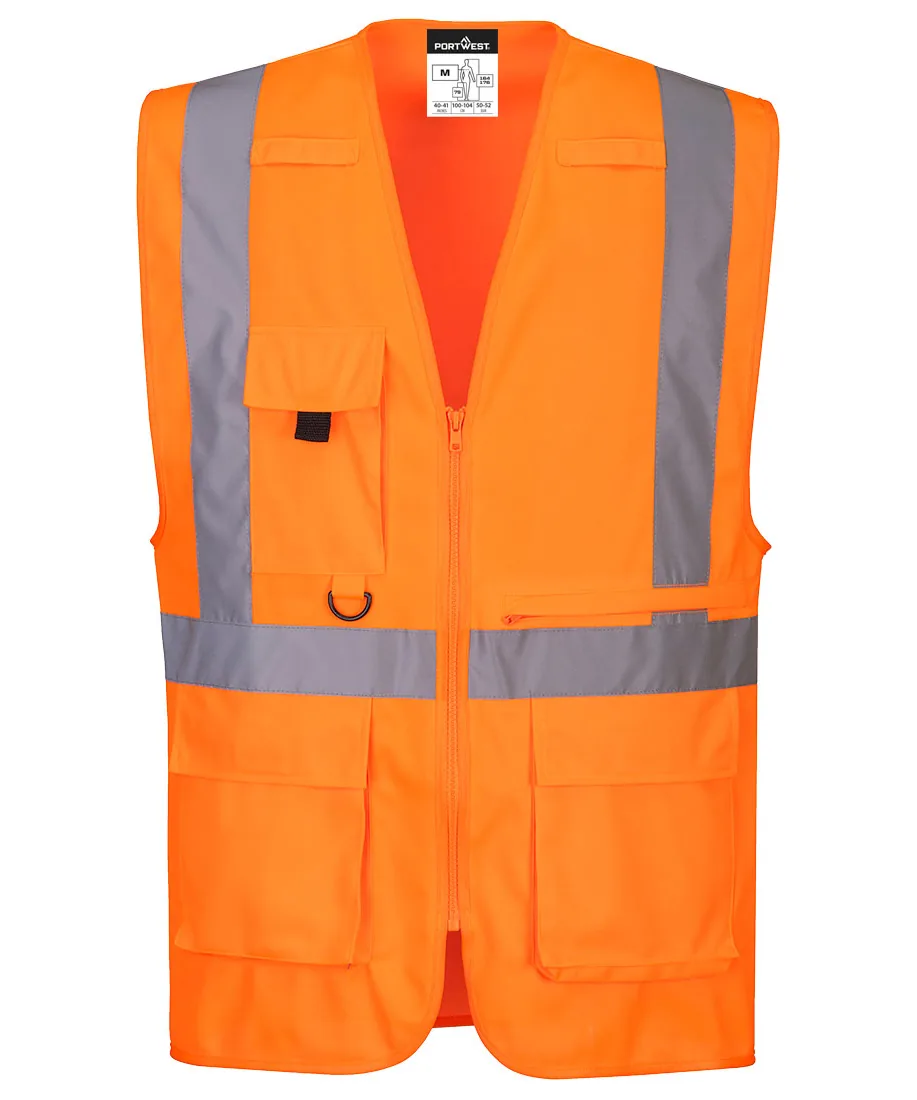 Portwest C357 Hi-Vis Tablet Pocket Executive Vest in Orange