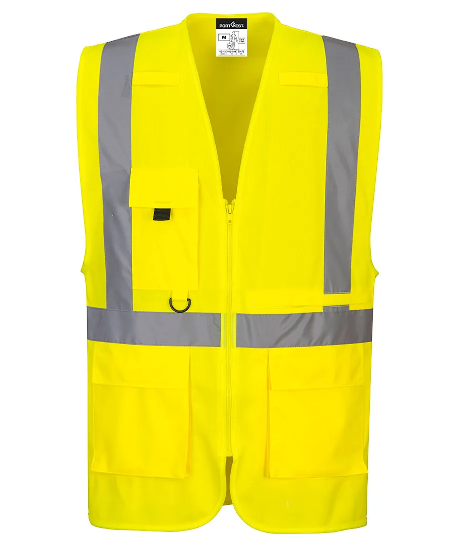 Portwest C357 Hi-Vis Tablet Pocket Executive Vest in Yellow