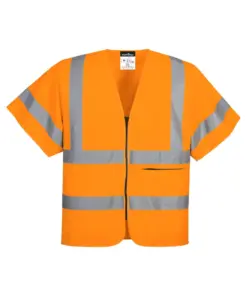 Portwest C372 Hi-Vis Band and Brace Zip Vest Short Sleeve in Orange