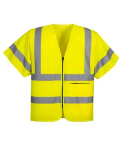Portwest C372 Hi-Vis Band and Brace Zip Vest Short Sleeve in Yellow