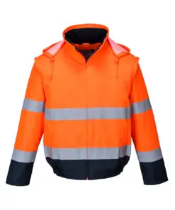 Portwest C464 Hi-Vis 2-in-1 Contrast Essential Lite Bomber Jacket in Orange/Navy