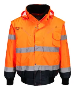 Portwest C465 Hi-Vis 3-in-1 Contrast Bomber Jacket in Orange/Navy