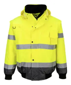 Portwest C465 Hi-Vis 3-in-1 Contrast Bomber Jacket in Yellow/Grey