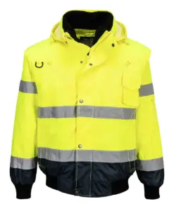 Portwest C465 Hi-Vis 3-in-1 Contrast Bomber Jacket in Yellow/Navy