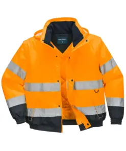 Portwest C468 Hi-Vis 2-in-1 Contrast Bomber Jacket in Orange