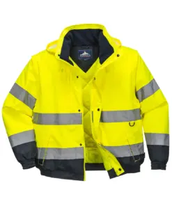 Portwest C468 Hi-Vis 2-in-1 Contrast Bomber Jacket in Yellow