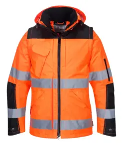 Portwest C469 Hi-Vis 3-in-1 Contrast Winter Pro Jacket in Orange/Black