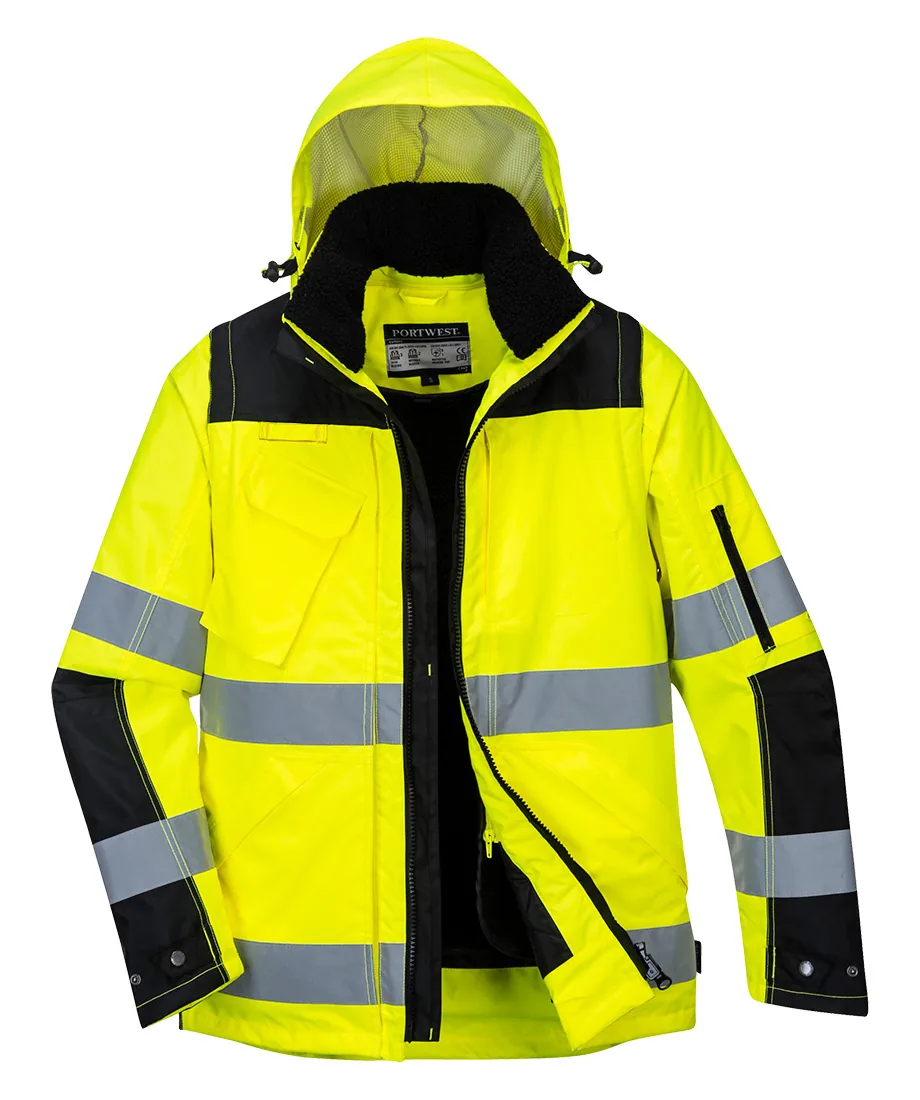 Portwest C469 Hi-Vis 3-in-1 Contrast Winter Pro Jacket in Yellow/Black