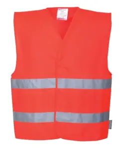 Portwest C474 Hi-Vis Two Band Vest in Red