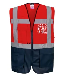 Portwest C476 Warsaw Hi-Vis Contrast Executive Vest in Red/Navy
