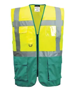 Portwest C476 Warsaw Hi-Vis Contrast Executive Vest in Yellow/Green