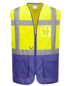Portwest C476 Warsaw Hi-Vis Contrast Executive Vest in Yellow/Purple