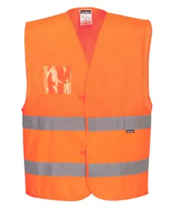 Portwest C494 Hi-Vis Half Mesh Two Band Vest in Orange