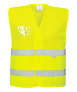 Portwest C494 Hi-Vis Half Mesh Two Band Vest in Yellow