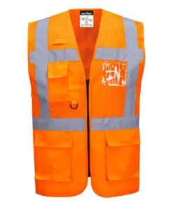 Portwest C496 Madrid Hi-Vis Half Mesh Executive Vest in Orange