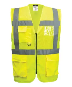 Portwest C496 Madrid Hi-Vis Half Mesh Executive Vest in Yellow