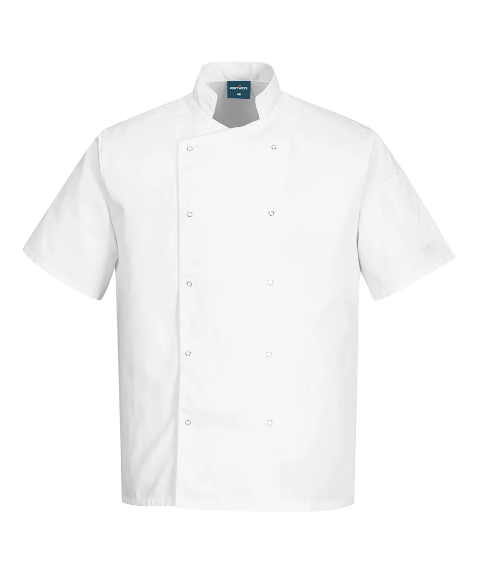 Portwest C733 Chef's Cumbria Jacket Short Sleeve in White